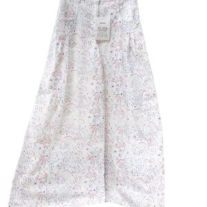 CHANEL White and Pink Floral Maxi Jeans